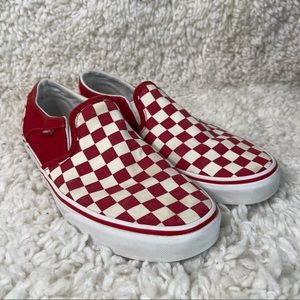 Vans Womens Size 9.5 Red and Beige Slip On Shoes